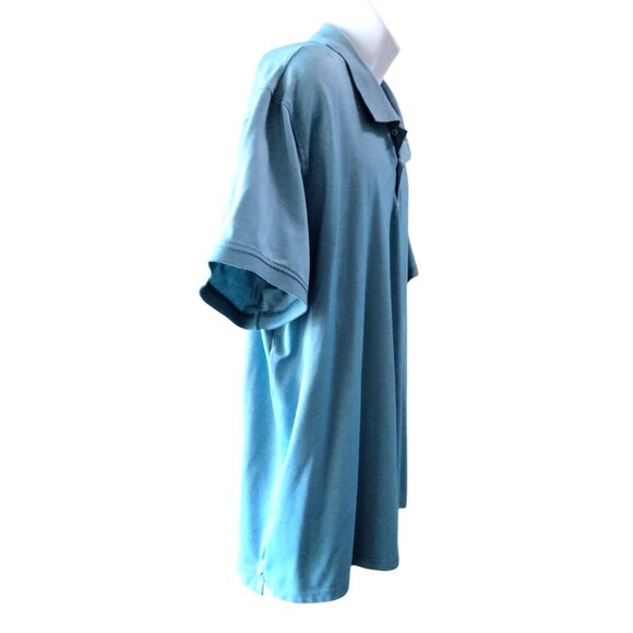 Mens Plus Size XXXL Polo Shirt Stretch Cotton Aqua Blue Casual Collared Top - Picture 4 of 7